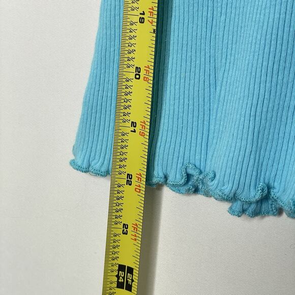 Y2K Cha Cha Vente Baby Blue Tank Top Lace Trim Size L 2000s Lettuce Hem USA Made - Picture 9 of 9